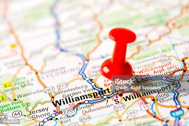 Us Capital Cities On Map Series Williamsport Pa Stock Photo - Download Image Now - Pennsylvania, Williamsport, Cartography