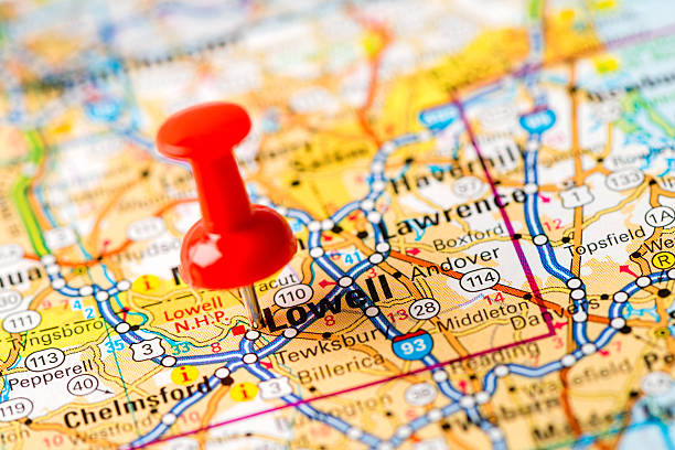 istock US capital cities on map series: Lowell, MA 181850013