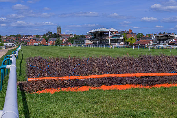 warwick racecourse "footpath aroud the horse racing racecourse, warwick, county town of warwickshire, english midlands, england, uk" warwick uk stock pictures, royalty-free photos & images