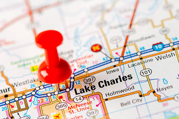 istock US capital cities on map series: Lake Charles,  LA 181850200