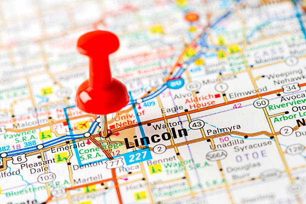 istock US capital cities on map series: Lincoln, NE 181850247