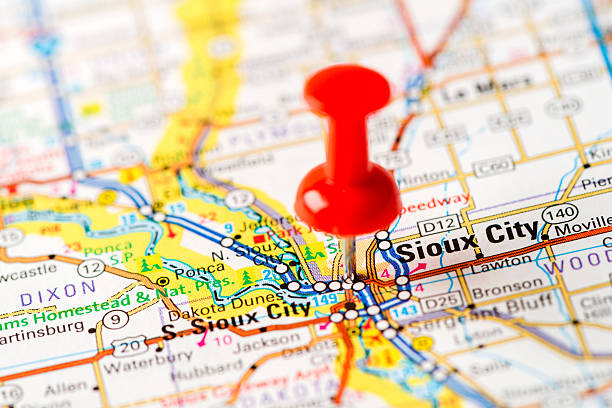 US capital cities on map series: Sioux City, IA
