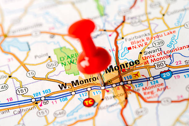 istock US capital cities on map series: Monroe, LA 181850290