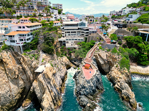 Aerial View of La Quebrada Cliff Diving in Acapulco
