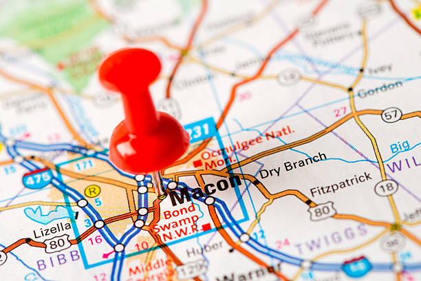 米国首都にマップシリーズ：マコン、ga - macon ストックフォトと画像