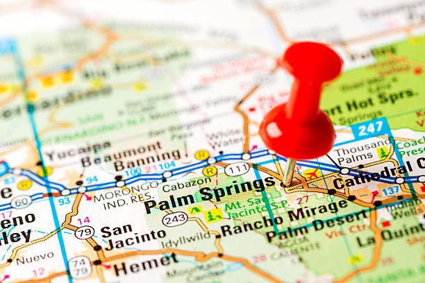 istock US capital cities on map series: Palm Springs, CA 181850439