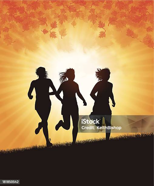 Femme Jogging À Lautomne Vecteurs libres de droits et plus d'images vectorielles de Adolescent - Adolescent, Course sur piste, Exercice physique