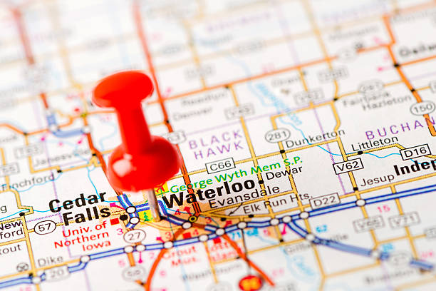 istock US capital cities on map series: Waterloo,  IA 181850582