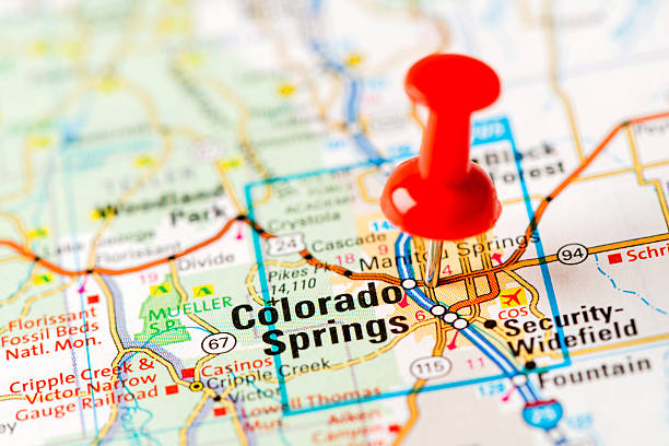 istock US capital cities on map series: Colorado Springs, CO 181850589