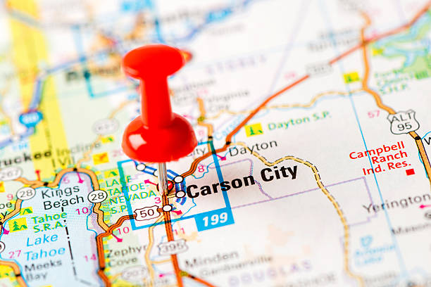 istock US capital cities on map series: Carson City, NV 181850677