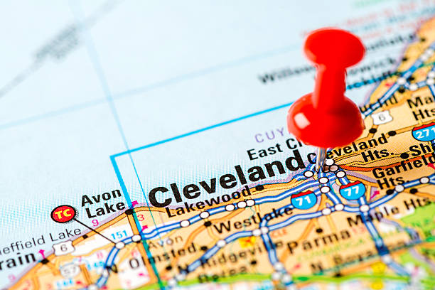 istock US capital cities on map series: Cleveland, Ohio 181850799