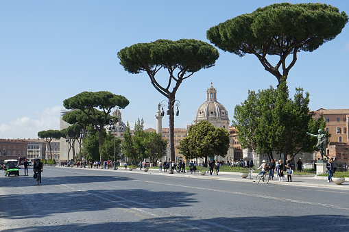 View of the the street Via dei Fori Imperiali.