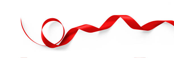 istock Red ribbon band stripe or satin fabric bow roll isolated on white background with clipping path for Holiday banner design, greeting card and Christmas gift decoration 1818510767
