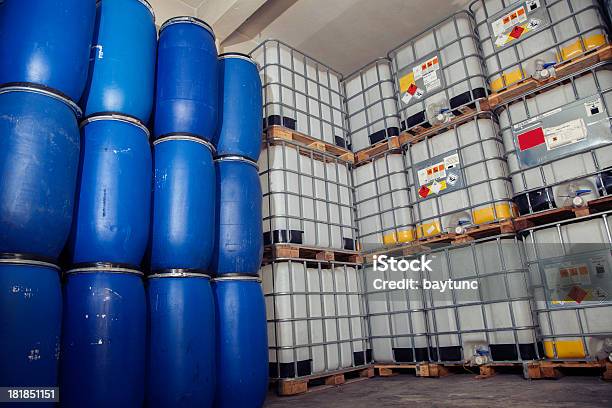 Industrial Chemical Plastic Canister Stock Photo - Download Image Now - Toxic Waste, Barrel, Storage Room