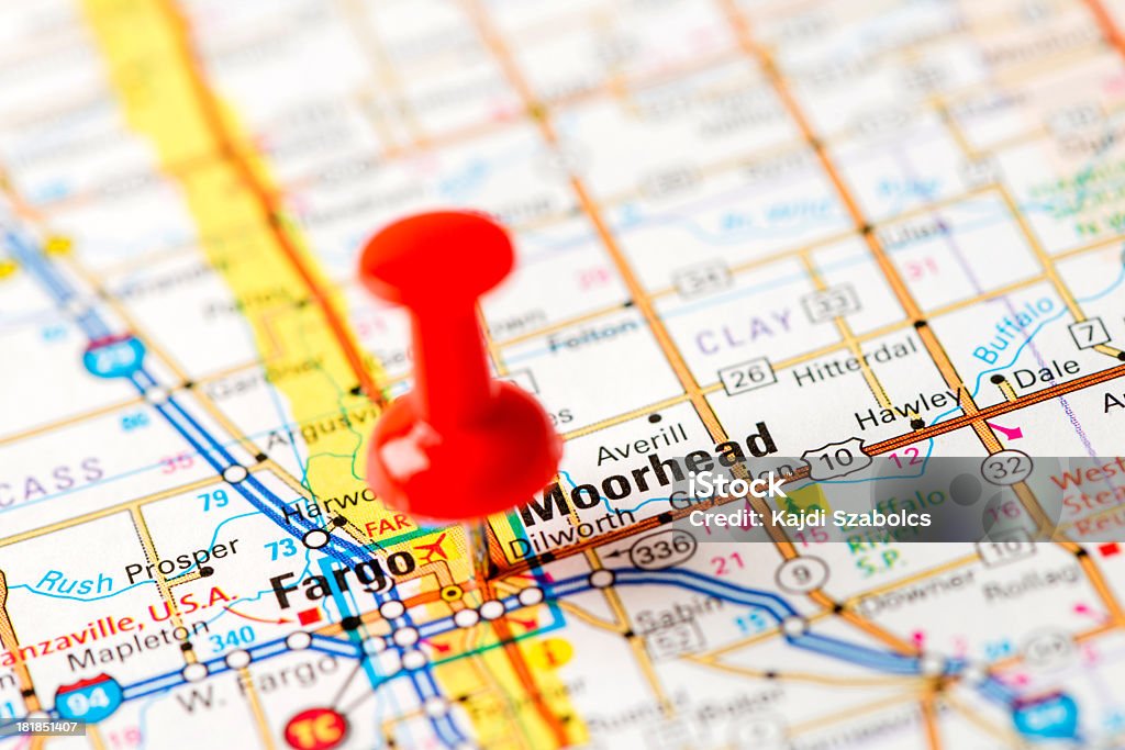 Nous capitales sur la carte series: Fargo Moorhead, dans le Dakota du Nord - Photo de Fargo - Dakota du Nord libre de droits