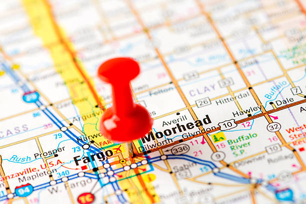 istock US capital cities on map series: Fargo, Moorhead, ND 181851407