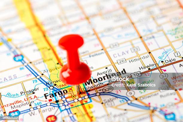Us Capital Cities On Map Series Fargo Moorhead Nd Stock Photo - Download Image Now