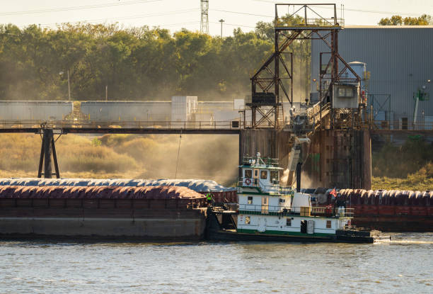 istock Grain being loaded into freight barges on Mississippi river 1818514569