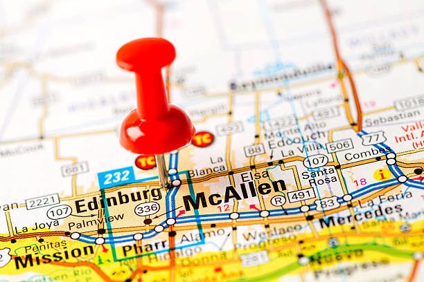 US capital cities on map series: McAllen, TX