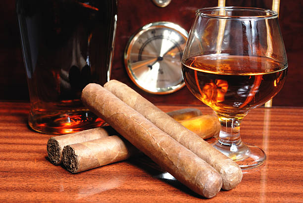 Cigars and Brandy Cigars and Glass of Brandy hygrometer photos stock pictures, royalty-free photos & images