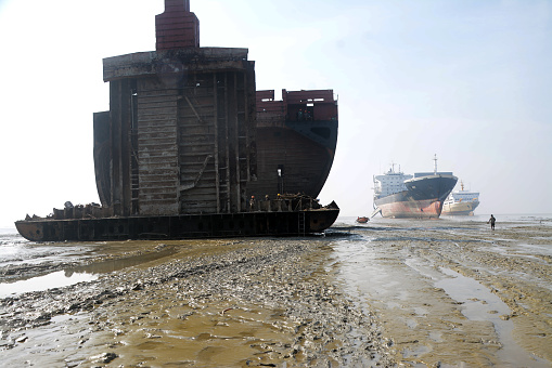 Chittagong,Bangladesh : Inside of Ship breaking yard chittagong,Bangldesh. Bangladesh is one of the ship breaking industries in the world