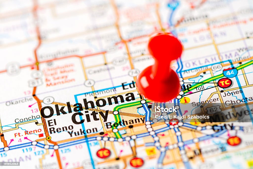 Nós Capitais internacionais no mapa série: Oklahoma City, OK - Royalty-free Mapa Foto de stock