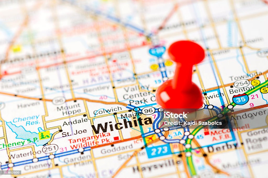 Noi capitale città sulla mappa serie: Wichita, KS - Foto stock royalty-free di Wichita