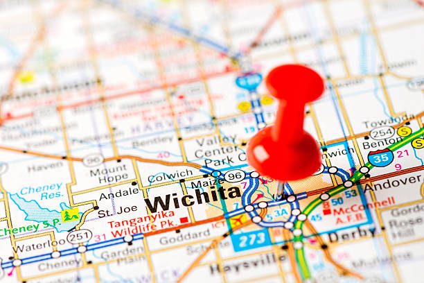 istock US capital cities on map series: Wichita, KS 181852500