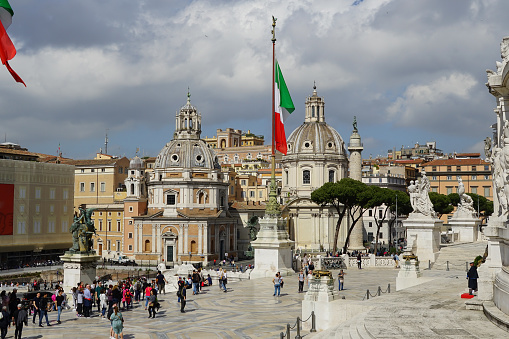 monument of Victor Emanuel II seen from Piazza Venezia in Rome; Rome, Italy