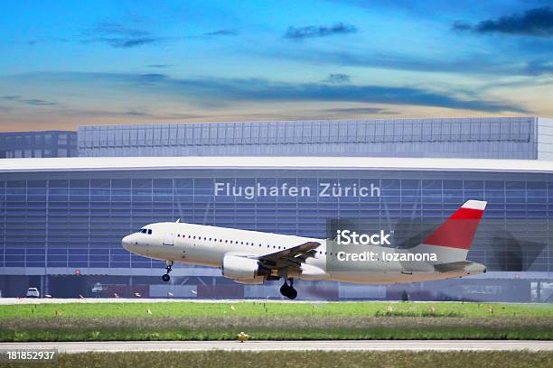 Take Off In Airport Zurich Stock Photo - Download Image Now - Zurich, Airport, Airplane