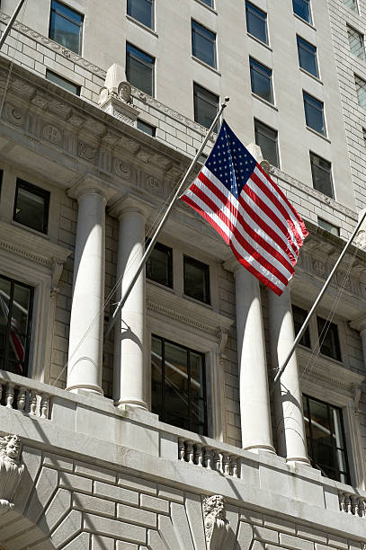 istock American flag outside New York Skyscrapers 181853070