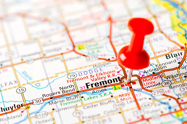 istock US capital cities on map series: Fremont, NE 181853083