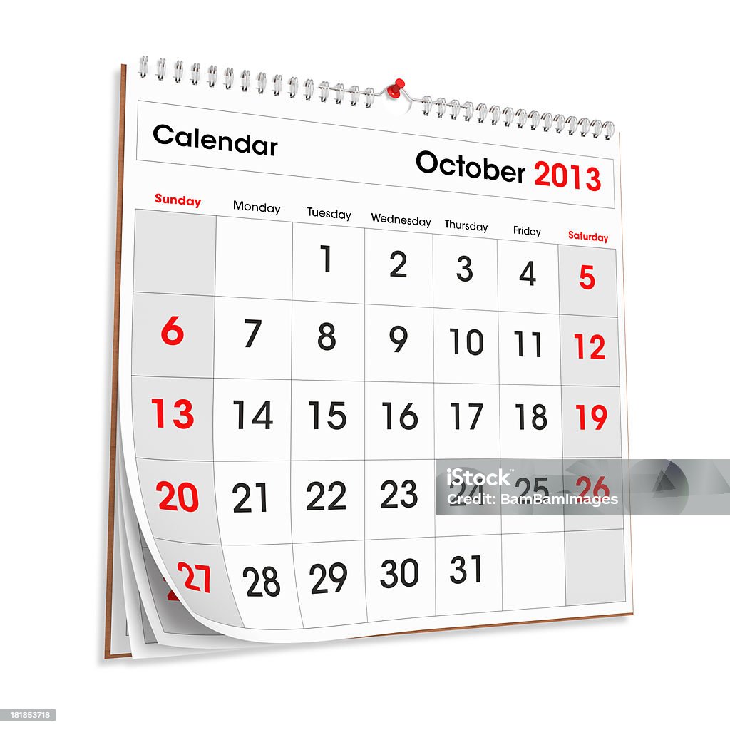 Wandkalender Oktober 2013 - Lizenzfrei 2013 Stock-Foto