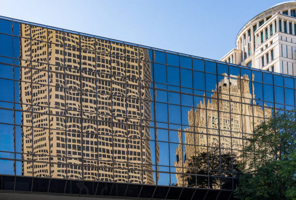 istock Complex reflections of a modern skyscrapers in St Louis office building 1818537623