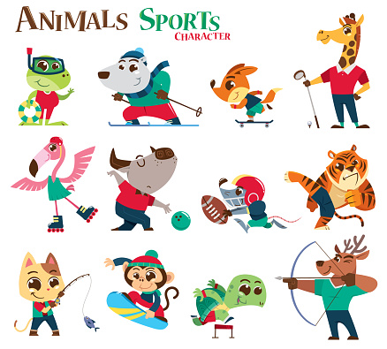 Vector illustration of Animals Sports Character cartoon. Animals player