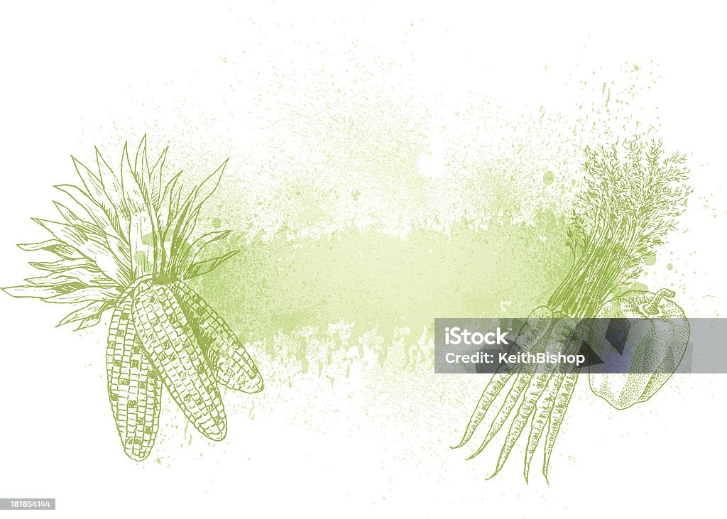 Sfondo di verdure-Corn, carote, pepe verde - arte vettoriale royalty-free di Fare la raccolta