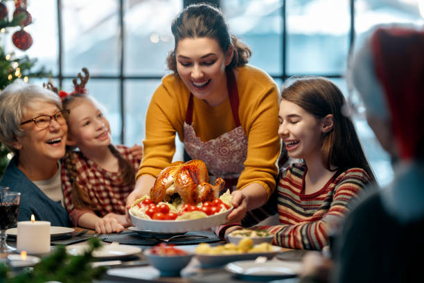 family celebrating Christmas
