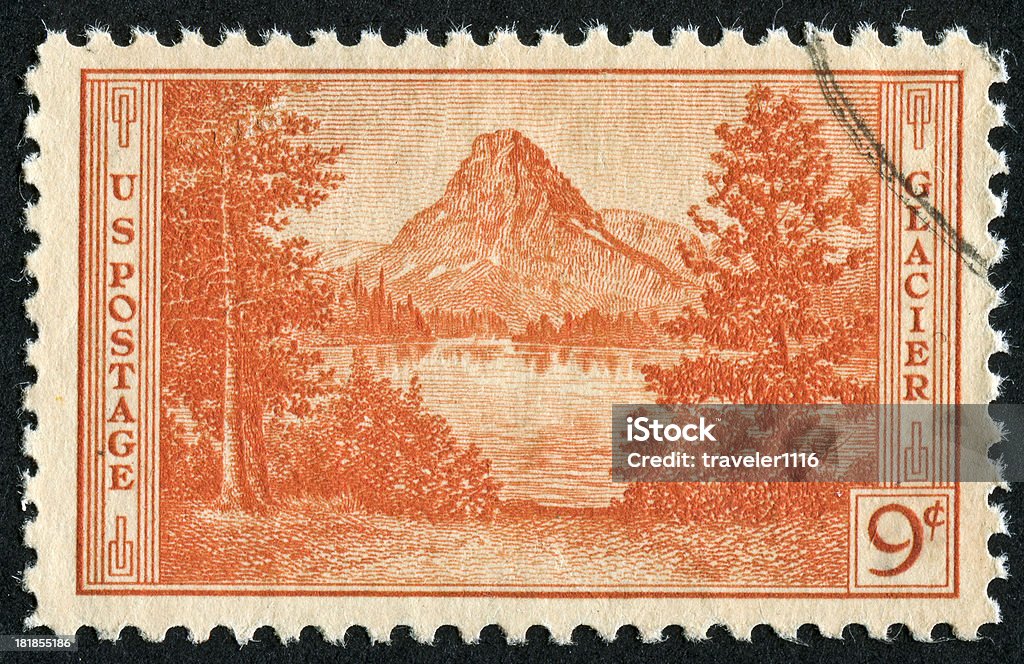 Glacier National Park pieczęć - Zbiór zdjęć royalty-free (Znaczek pocztowy)