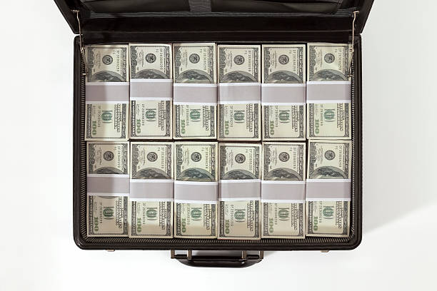 Black Briefcase Full Of Money stock photo
