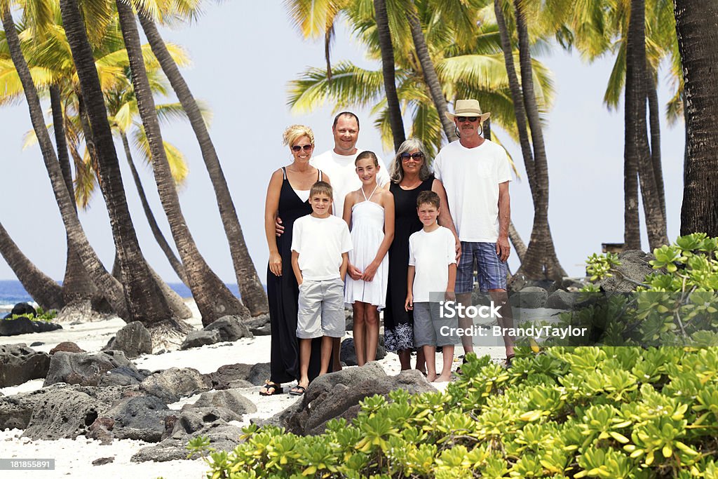 Ritratto di famiglia estesa su Hawaii vacanza - Foto stock royalty-free di Bambino