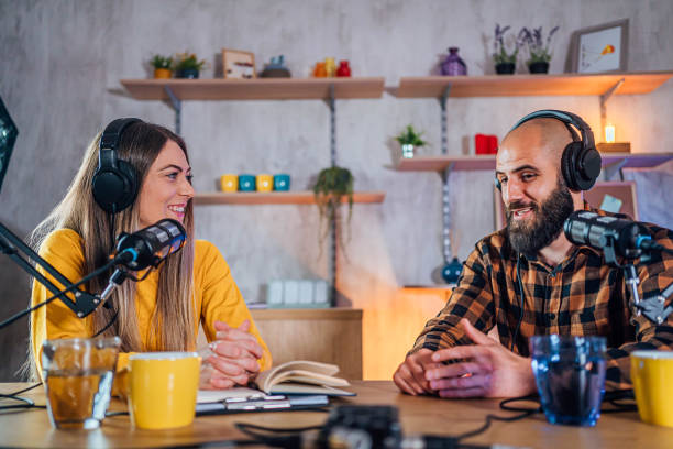 istock Colleagues recording podcast together 1818559166