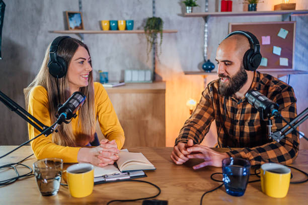 istock Colleagues recording podcast together 1818564107