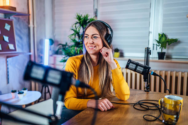 istock Female creator recording podcast 1818566988