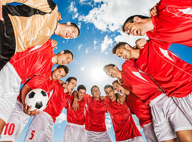 istock Soccer team against blue sky. 181857107