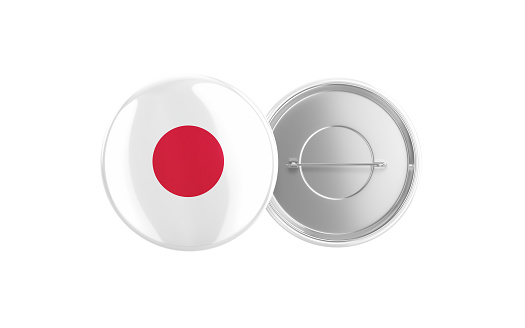 3d Render Japan Flag Badge Pin Mocap, Front Back Clipping Path, It can be used for concepts such as Policy, Presentation, Election.