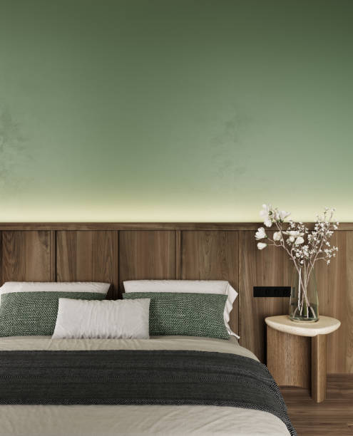 istock modern bedroom interior in green tones, bedroom mock up, 3d rendering 1818572869
