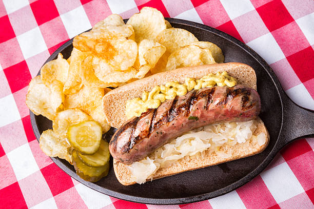 istock Bratwurst with Mustard and Saurkraut 181857562