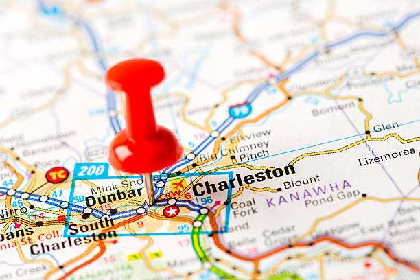 istock US capital cities on map series: Charleston, WV 181857632