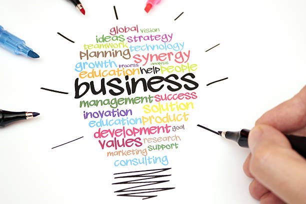 istock Business-related words in light bulb shape 181857693