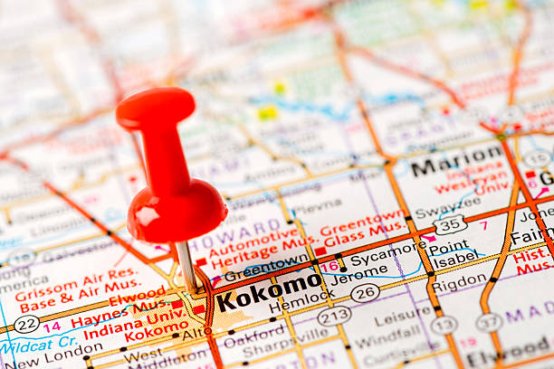 istock US capital cities on map series: Kokomo, Indiana 181857820